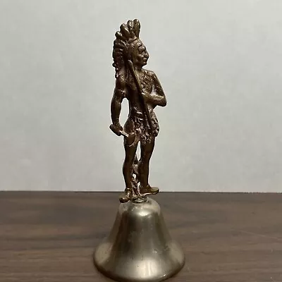 Vintage Indian Chief Figure Bronze Brass Hand Bell • $175