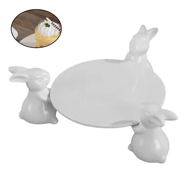 Candy Serving Tray Rabbit Cake Stand Ceramic Cupcake Stands Bunny Dessert Tray • £35.19