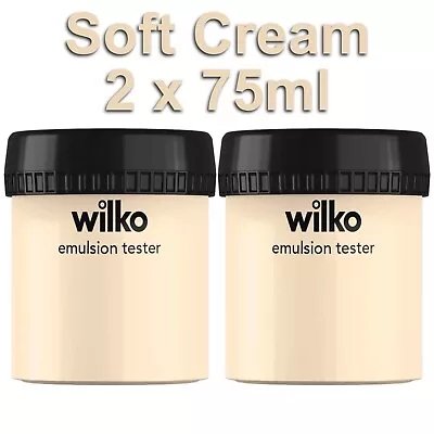 Wilko Emulsion Paint For Walls Tester Pots 2 X 75ml - Soft Cream • £9.99