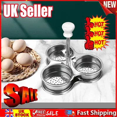 Egg Poacher Pan Stainless Steel Poached Egg Cooker Perfect Poached Egg Maker ZE • £8.44
