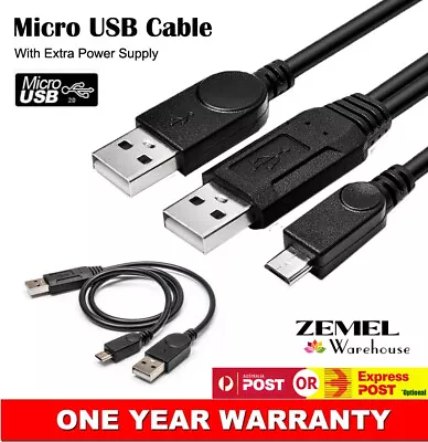 Micro USB 2.0 Adapter Cable With Extra Y Power Supply For Portable Hard Drive AU • $5.47