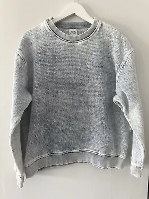 Zara Distressed Acid Stone Washed Sweater Sweatshirt Size Men’s  Large • £19.30
