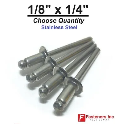 POP Rivets ALL Stainless Steel 4-4 1/8  X 1/4  Grip Range (Choose Quantity) • $8.37