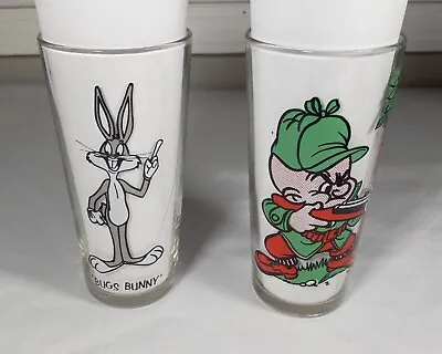 Set Of 2 Vtg 1970s Pepsi Looney Tunes Glasses Elmer Fudd & Bugs Bunny Character • $25.26