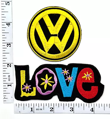 Embroidered Patch Set - Love - VW - Volkswagen - NEW - 2-Patch Set - Iron-on/Sew • $8.50