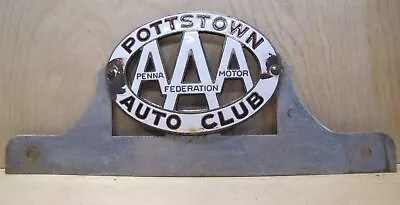 AAA POTTSTOWN Pennsylvania Motor Federation Old License Plate Topper Sign Ad • $88