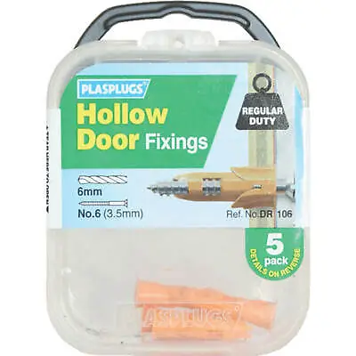 £6.95 • Buy Plasplugs Hollow Door Fixings Pack Of 5