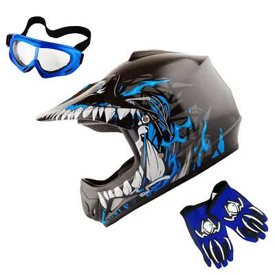 WOW Youth Kids Motocross BMX ATV Dirt Bike Helmet HJOY Dragon + Goggles + Gloves • $59.95