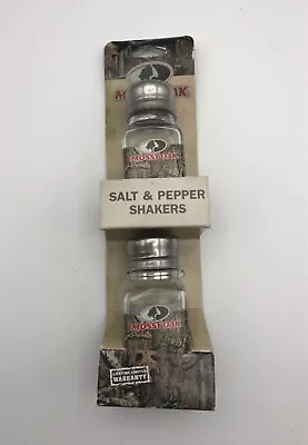 Mossy Oak Camoflauge Glass Stainless Steel Salt Pepper Shaker Set Hunting Cabin • $11.99