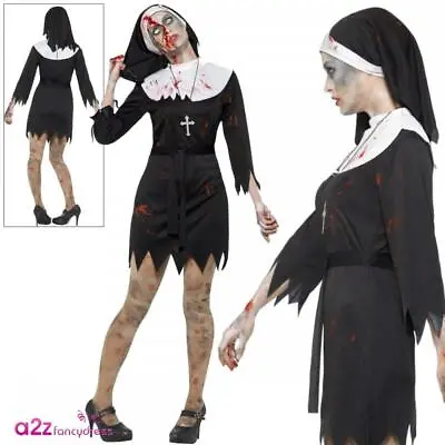 £13.99 • Buy Ladies Zombie Sister Halloween Nun Habit Religious Fancy Dress Costume UK 8-22