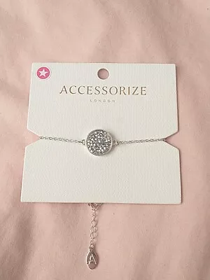 Brand New With Tags Accessorize Silver & Crystal Style Bracelet • £8