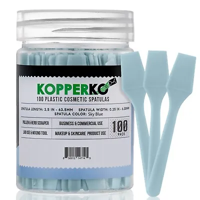 KOPPERKO 100 Pack - 2.5 Inch Cosmetic Spatulas - Small Plastic Spatula -Sky Blue • $6.97