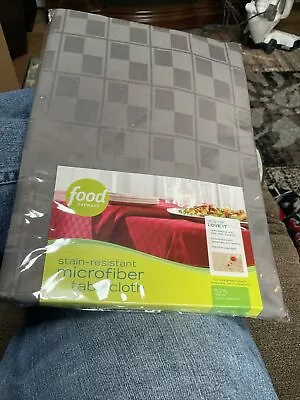 NEW Food Network Microfiber Check Stain Resistant Tablecloth 60 InchesRound Gray • $15