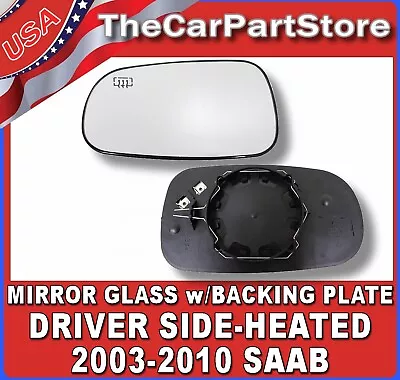 Rear View Door Mirror Glass 2003-2010 SAAB 9-3 9-5 HEATED Driver Side LEFT • $24.95