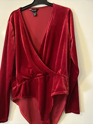 New Look Women Body Suit Top Velvet Red 18 • £8