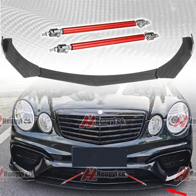 For Mercedes Benz W212 W211 For Front Bumper Lip Carbon Fiber Look Strut Rods • $65.99