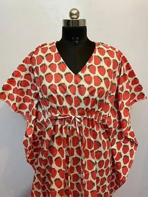 $39.67 • Buy Indian Red Strawberry Women's Clothing Girls Cotton Bath Robes Bridal Kimonos AU