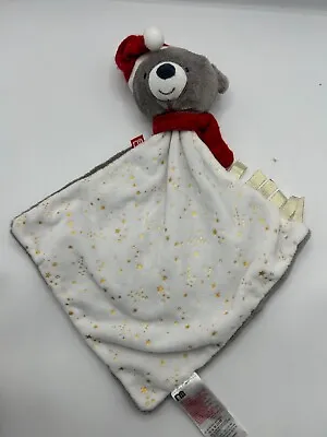 Mothercare Bear Comforter Soft Toy White My First Christmas Blankie Grey Teddy • £11.99