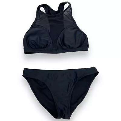 Apollo Swimwear 2 Piece Swim Set Black Halter And Bikini Swim Suit Sz. S • $29.99