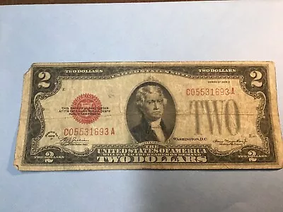 1928 US Two Dollar Red Seal Note $2 Note  1 Bill • $6.49