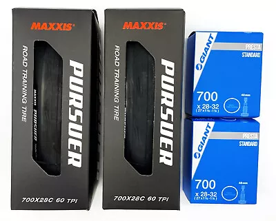 Maxxis Pursuer Bundle 2 X 700x28c 60TPI Foldable Road Tyres + 2 Tubes • $79.95