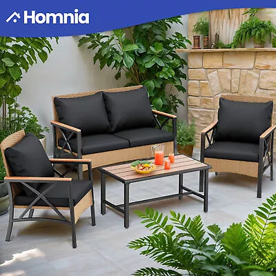 4 PCS Wicker Patio Chair Table Outdoor Waterproof Rattan Sofa Lawn Furniture Set • $232.50