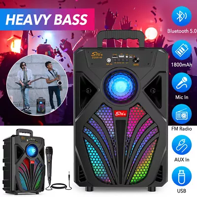 5000W Bluetooth 5.0 Speaker Portable Party Speaker Stereo Subwoofer Bass W/ Mic • $40.84