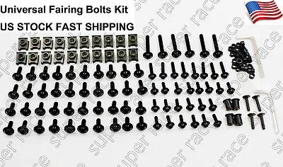 $21.99 • Buy US Stock Black Fairing Bolt Kit Body Screws Clips For Kawasaki KLR650 1990-2014
