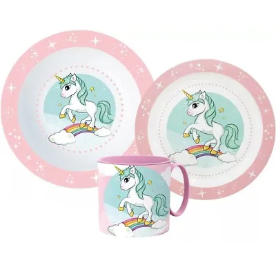 Unicorn Breakfast Set Children Tableware Cutlery Cartoon Kindergarten • £10.78