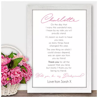 Will You Be My Maid Of Honour Sister Bridesmaid Flower Girl Personalised Gifts • £13.95