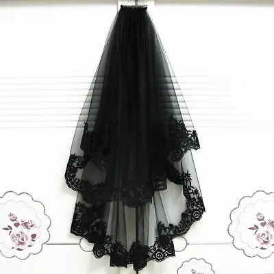 £8.98 • Buy Halloween Black Gothic Wedding Veil Fancy Dress Women Costume Horror Bride To Be
