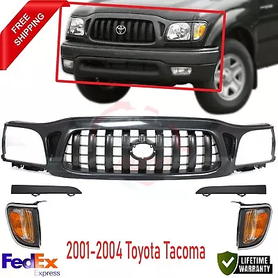 Front Black Grille With Corner Light Kit + Lower Filler For 01-04 Toyota Tacoma • $175