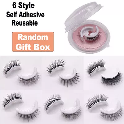 2/4Pcs Fake Eyelashes Natural Curly Reusable Self-adhesive False Eyelashes Gift • £3.16