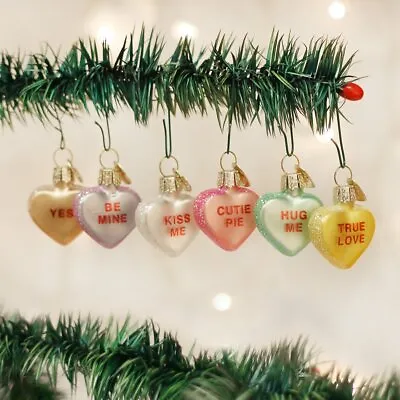 Old World Christmas  Conversation Heart  Mini Ornaments ~~ Set Of 6 • $39.95
