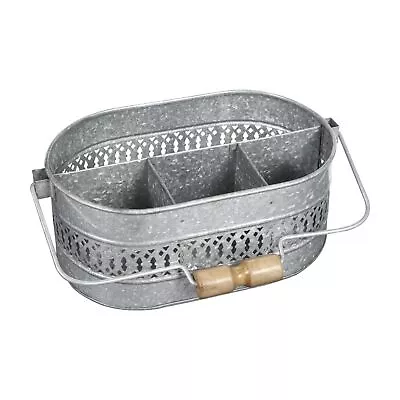 Galvanized Metal Caddy With 4 Compartments Rustic Farmhouse Kitchen Indoor Ou... • $34.71