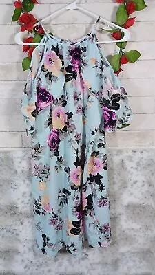 Soprano Size Medium MINT Floral NWT $48 Sleeveless Flutter Sleeve Dress • $14.99