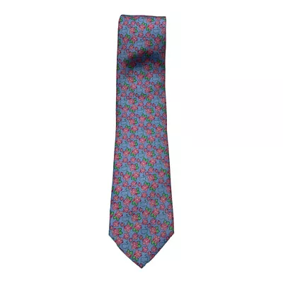 Masters Vineyard Vines Light Blue Silk Tie With Floral Logo Outline Pattern • $199.99