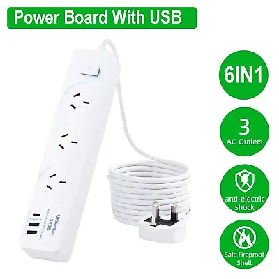 Surge Protector Power Board 3 Outlets 2 USB Port Overload Protection Power Strip • $32.49