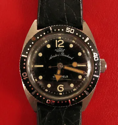 Vintage Andre Bouchard Diver Watch Mens Working But Untested For Accuracy !! • $495