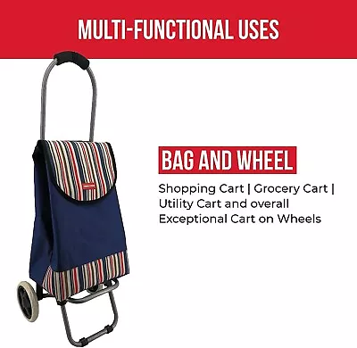 £18.99 • Buy 2 Wheels Folding Trolley Lightweight Shopping Luggage Grocery Cart Capacity 45L