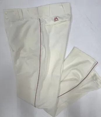Majestic Premier Fit Baseball Pants Men's XXL Ivory Red Piping • $21.99