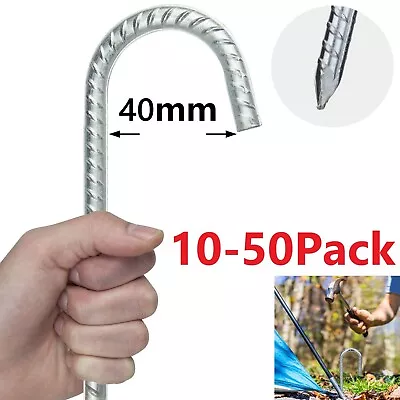 Rebar Tent Pegs Stakes EXTRA Heavy Duty J Hook Anchor Stakes Ground Anchors • £10.99