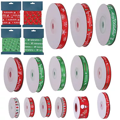 Christmas Ribbon - Decorations Gift Packing Cakes - Silver Gold Red Green • £1.05