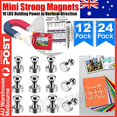 $8.95 • Buy 24pcs Strong Fridge Magnets Push Pin Neodymium Metal Magnetic Office Whiteboard