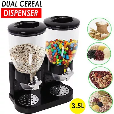 Double Cereal Dispenser Dry Food Grains Nuts Containers Kitchen Rice Storage Box • $31.99