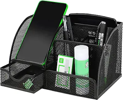 Ultimate Metal Mesh Desk Organizer With Drawer - Keep Your Workspace Tidy • £23.72