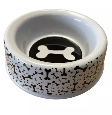 Black And White Melamine Dog Food Bowl With Rubber Feet - Suit Med-Large Dog • £8.49