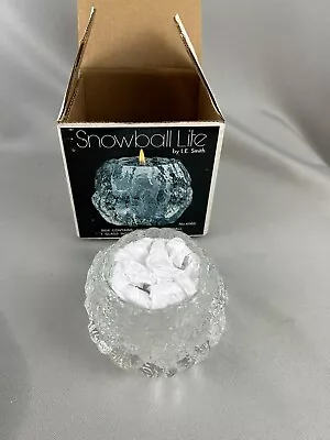 Vintage LE Smith Snowball Ice Candle Votive Tea Light Holder Clear Crystal 3 In • $9.99