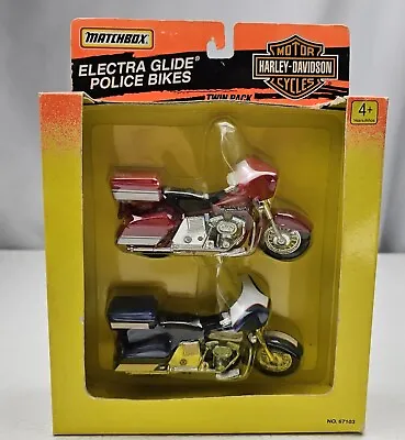Vintage Matchbox Twin Pack Harley Davidson Electra Glide Police Bikes Toys 1995 • $20.40