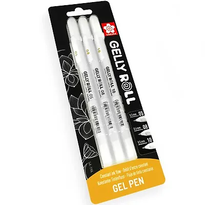 Sakura Gelly Roll Gel Pens - 05/08/10 - Bright White Ink - Blister Pack Of 3 • £6.99